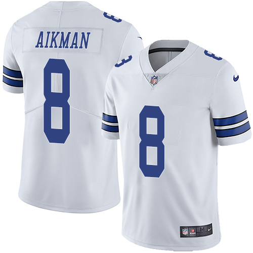 Nike Cowboys #8 Troy Aikman White Men's Stitched NFL Vapor Untouchable Limited Jersey - Click Image to Close